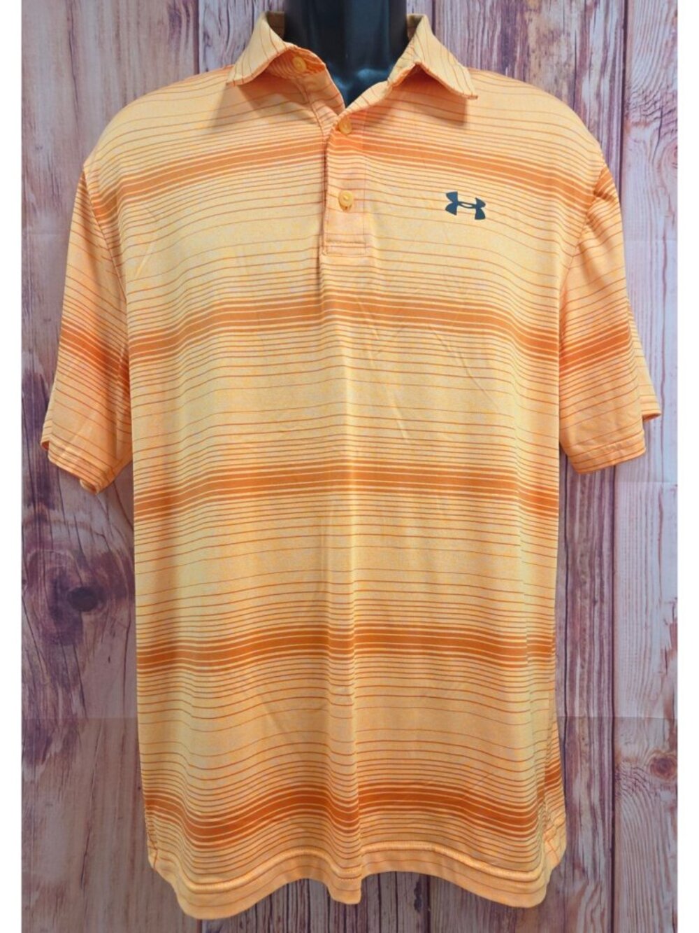 Under Armour Playoff Polo Orange Striped Golf Shirt Large
